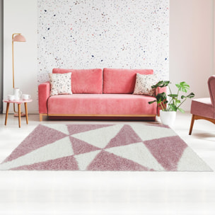Tapis shaggy tissé motif géométrique MERA