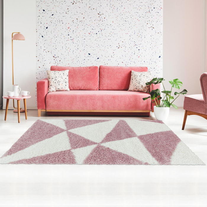 Tapis shaggy tissé motif géométrique MERA