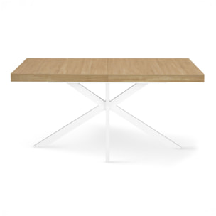 Table à manger extensible Spider 160-200cm bois blanc avec rangement
