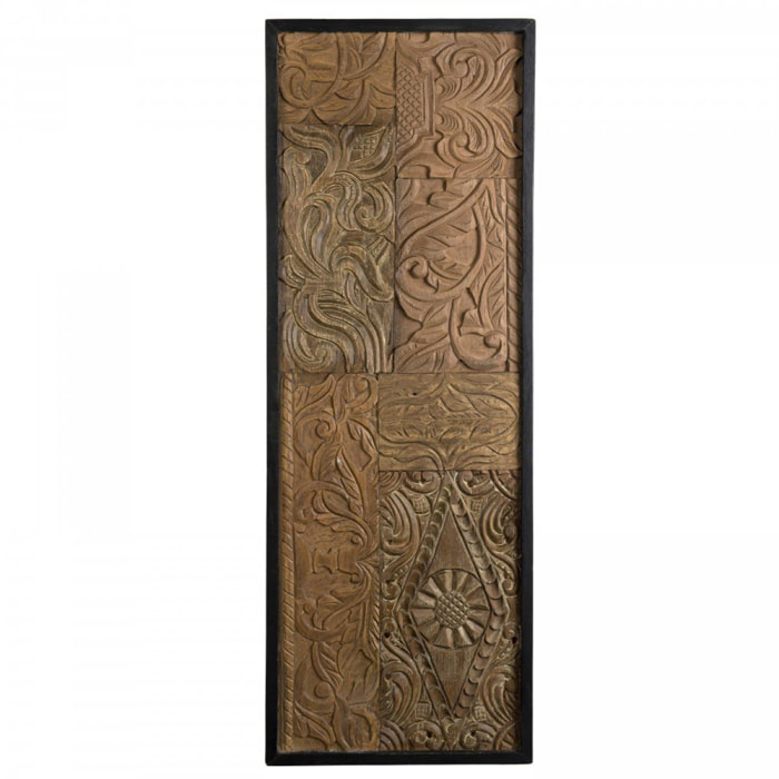 SUZY - Décoration murale rectangulaire bois Teck recyclé motif graphique