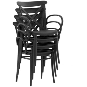 Set di 2 sedie RIO in polipropilene antracite con braccioli, impilabili