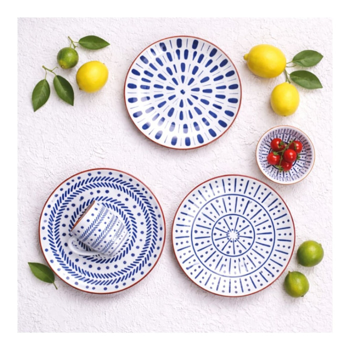 Lot de 6 grandes assiettes, SANTORIN