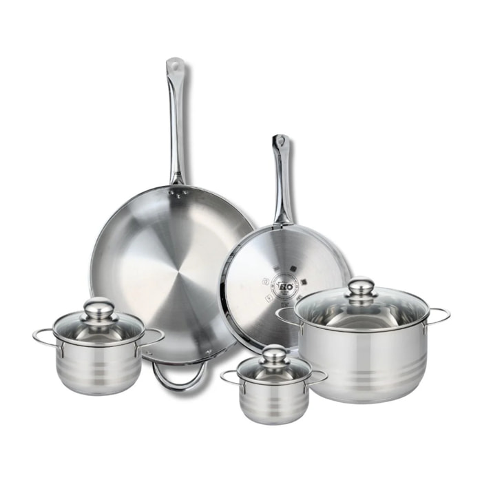 Ensemble de 2 Poêles de cuisson 24 et 32 cm et 3 faitouts 12, 14 et 20 cm Elo Profi Brillant