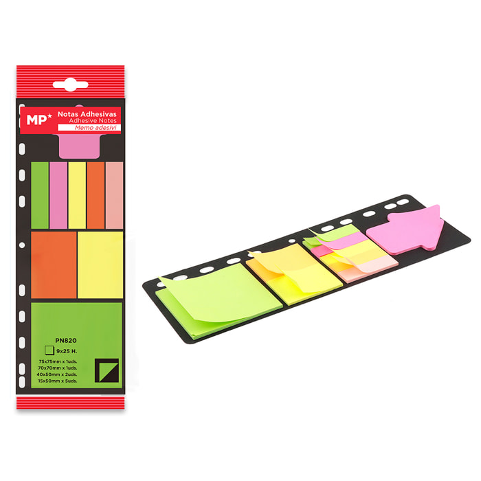 PACK 24 UNITÀ NOTE ADESIVE PER FASCICOLI 9 x 25 FOGLI