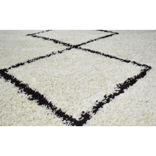 ASMA - Tapis shaggy à poils longs, motif berbère crème