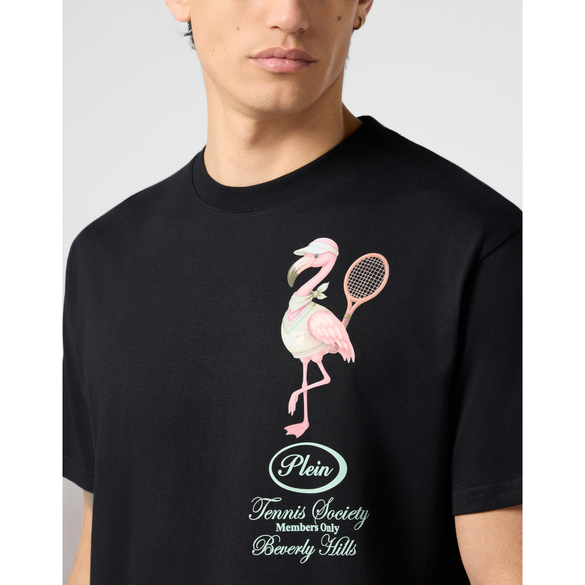 PHILIPP PLEIN Round Neck T-Shirt Flamingo Tennis Society
