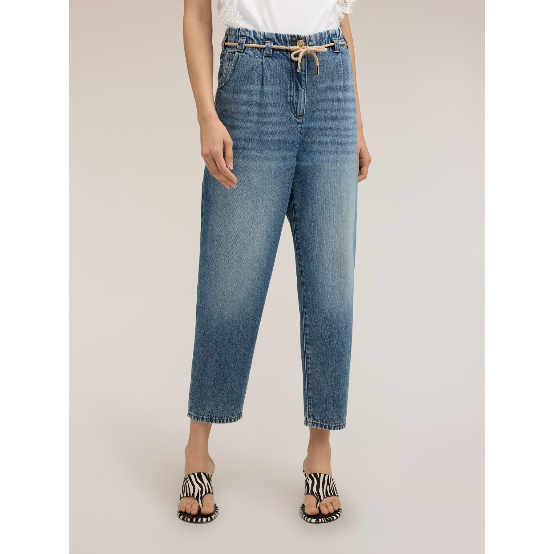 Motivi - Jeans boyfriend con cordón - Light - blue