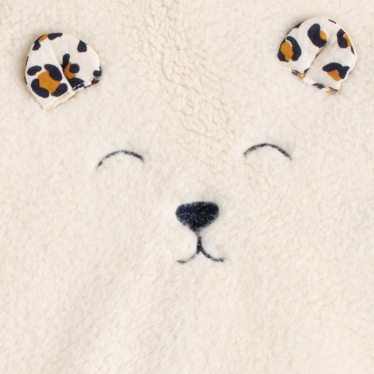 Gigoteuse bébé naissance hiver en sherpa et détails léopard