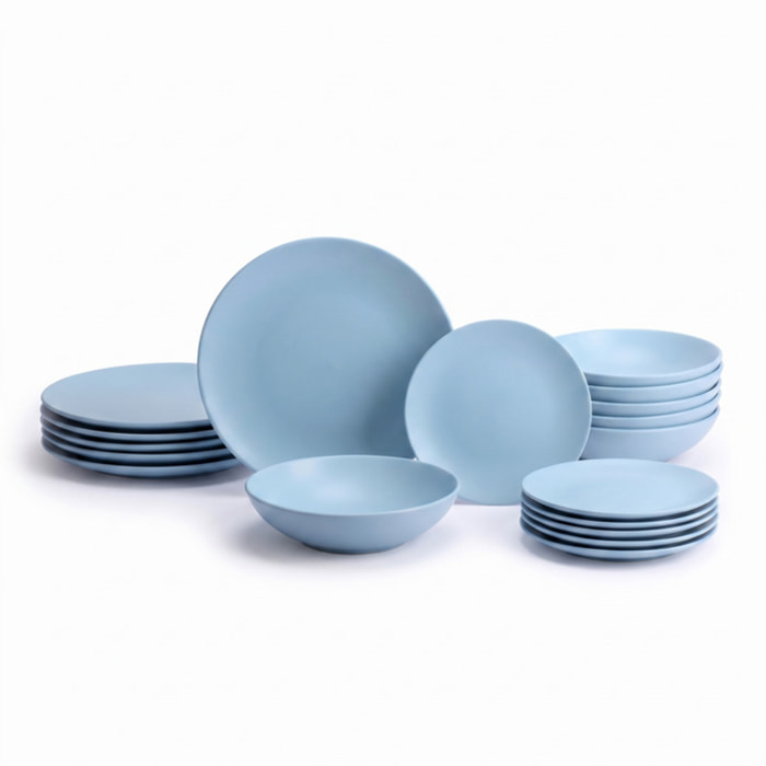 Servizio piatti 18 pezzi in ceramica - AZZURRO