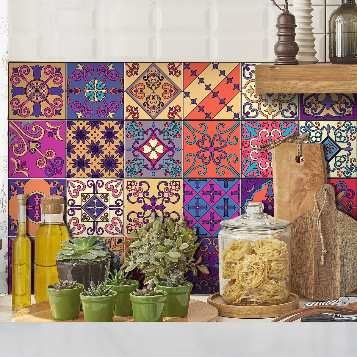 Stickers muraux - Sticker Mural Carrelage adhésif Cuisine Salle de Bain - 9 STICKERS CARRELAGES AZULEJOS GAVINO