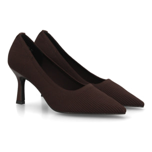 Zapato salón para mujer con tacón, punta fina y tejido elástico