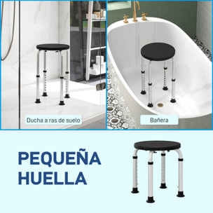 Taburete de Ducha, Silla Ducha Personas Mayores Antideslizante con Altura Regulable, Carga 135 kg, Taburete de Baño para Ancianos y Discapacitados, Negro