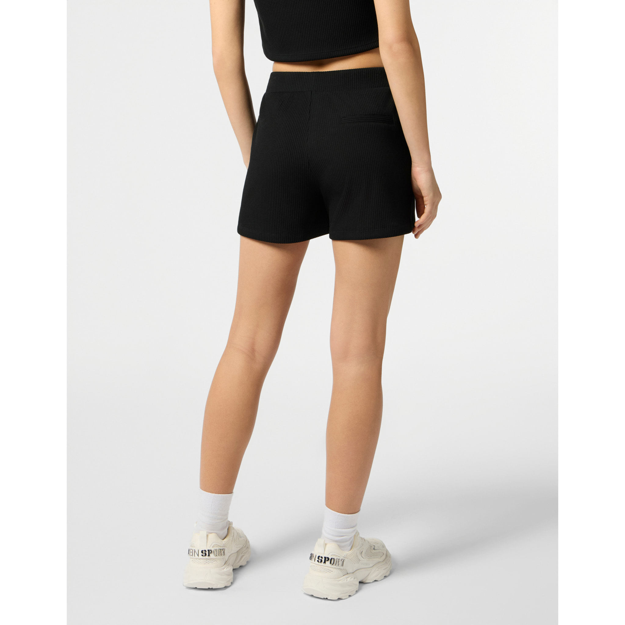PLEIN SPORT Ribbed Loose Fit Shorts Scratch