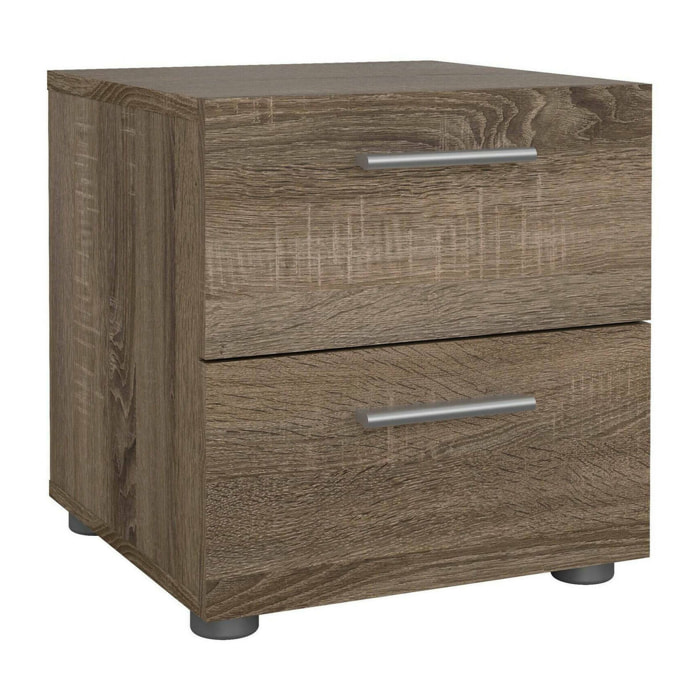 Comodino Apolla, Comò basso, Tavolino da notte, Mensola da letto, 40x40 h42 cm, Rovere
