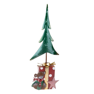 Albero natale artificiale con Pacco Dono - Pezzi 1 - Colore Rosso - 31x80Hx12,7cm - Bianchi Dino