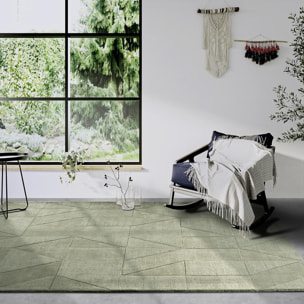 Tapis salon géométrique, relief tissé à la main, design authentique