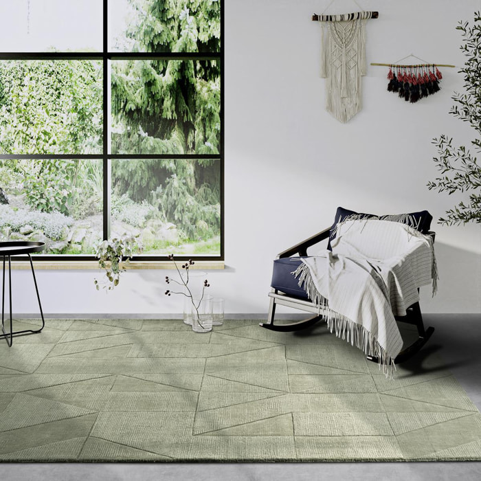 Tapis salon géométrique, relief tissé à la main, design authentique