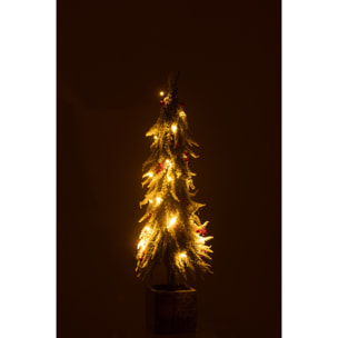 J-Line décoration sapin De Noël - plastique - neige - vert/rouge - large - LED