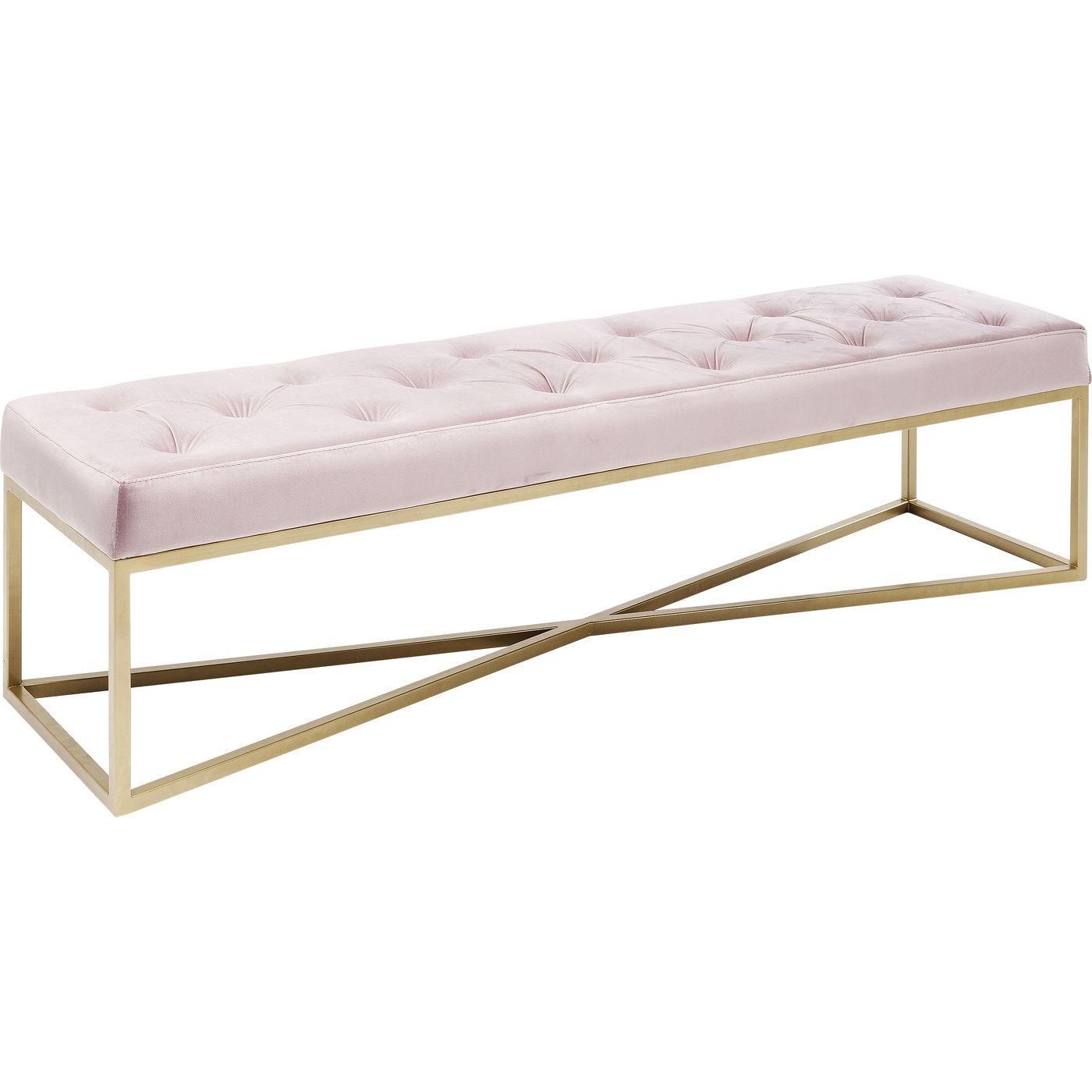 Banc Crossover rose et doré 150x40cm Kare Design