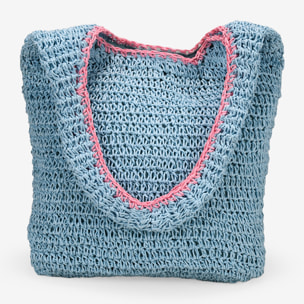 Bolso de hombro rafia azul con estrella