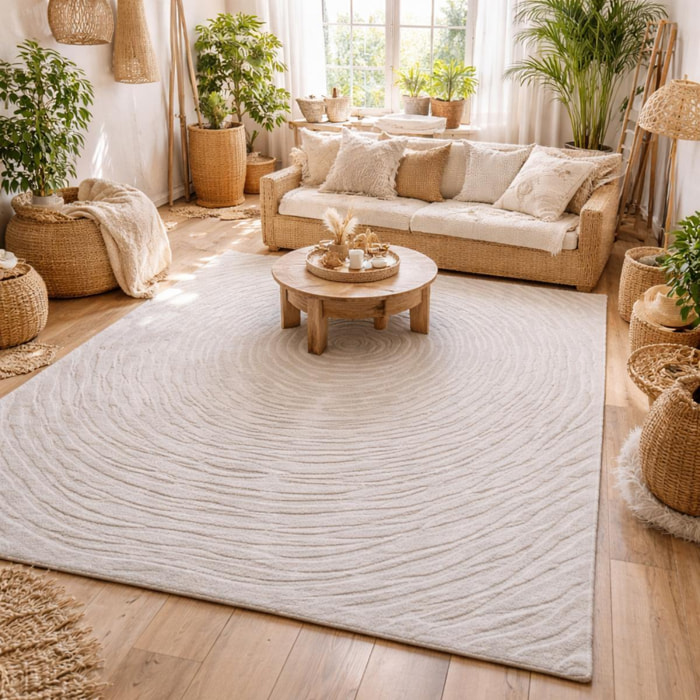 Tapis artisanal CUMINA en laine, tufté main épais et molleux