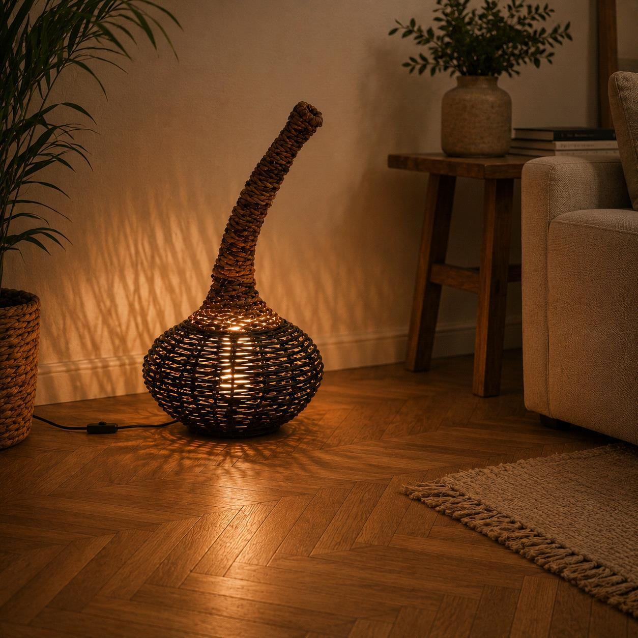 Lampada in abaca - Pezzi 1 - 40xH73xD40cm - Marrone Scuro - Bianchi Dino SPA