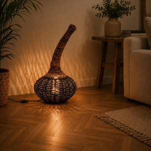 Lampada in abaca - Pezzi 1 - 40xH73xD40cm - Marrone Scuro - Bianchi Dino SPA