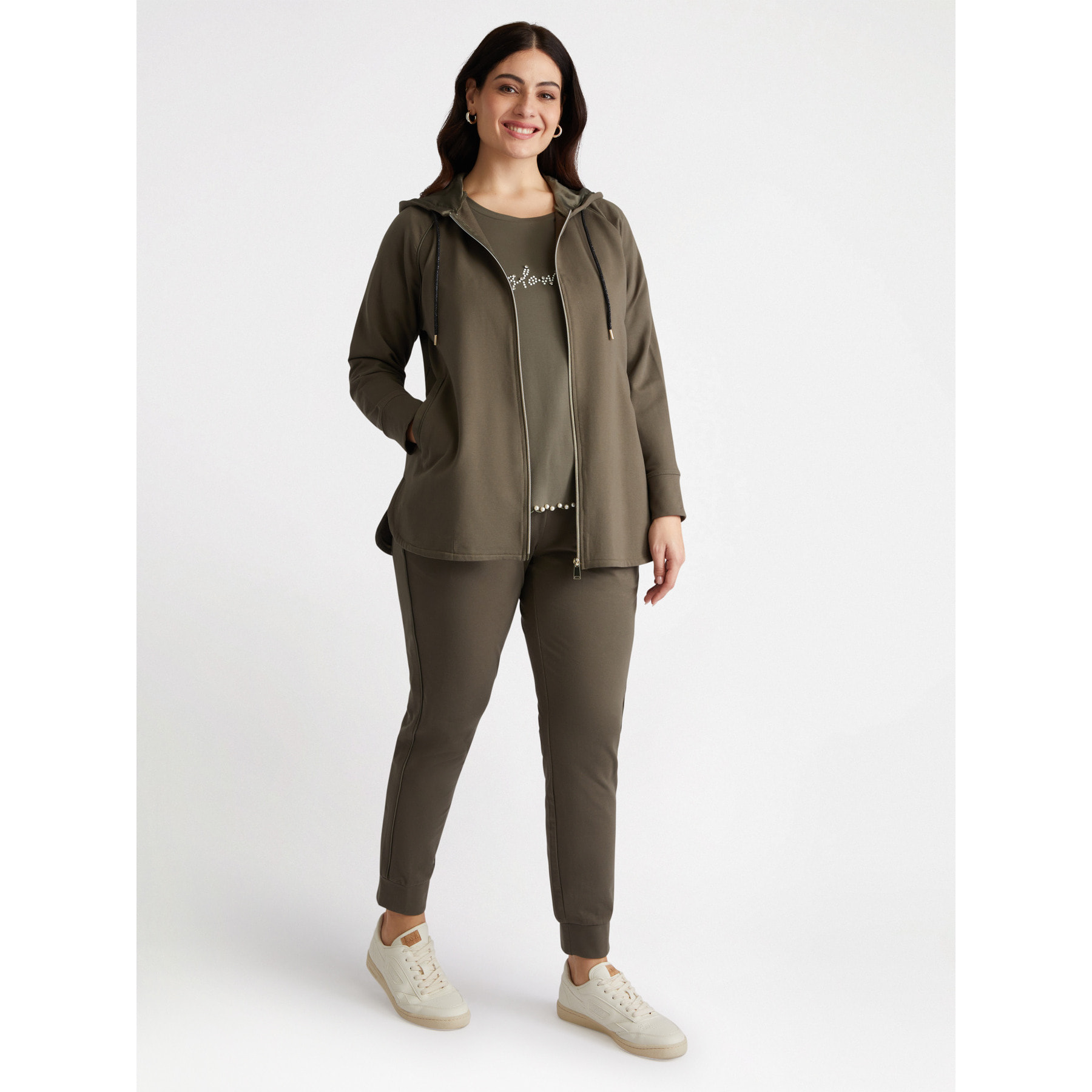 Fiorella Rubino - Joggers de felpa con bordes laterales - Verde militare