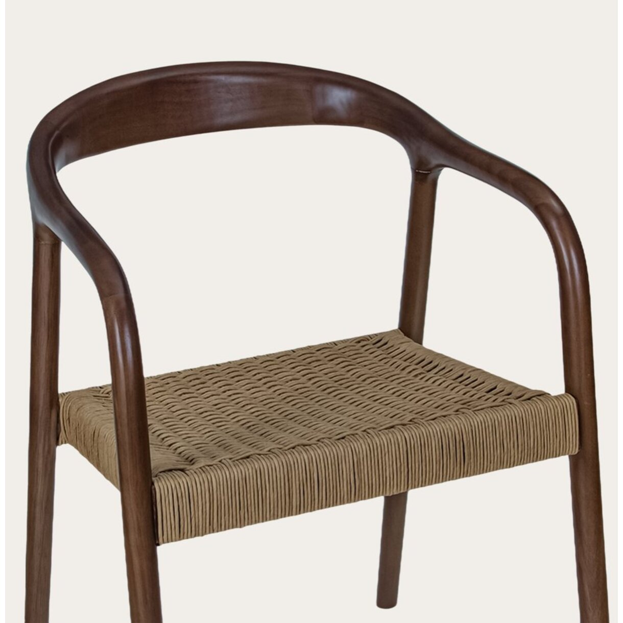 Chaise Parvati -bois massif d'hévéa et corde-couleur noyer 62 x 78 x 53 cm