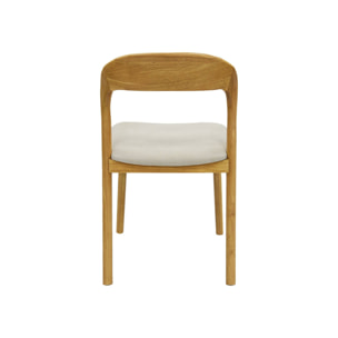 Lot de 2 chaises vintage bois d'hévéa naturel et tissu beige - L 46 x P 53 x H 78cm - Athena