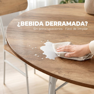 Juego de Mesa y Sillas de Comedor Compact 5 Piezas, Mesa de Cocina Redonda con 4 Sillas, Estilo Industrial, Marco Metálico, para Espacios Pequeños, Salón, Mesa Ø100x77 cm, Natural y Blanco