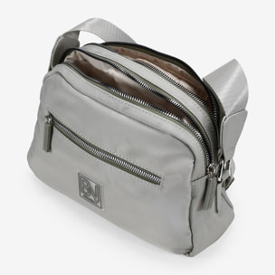 Bolso bandolera verde en nailon con doble cremallera