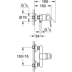 GROHE BauLoop mitigeur douche mural 23340000