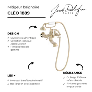 Mélangeur baignoire Cléo 1889 avec pommeau douche Or beige