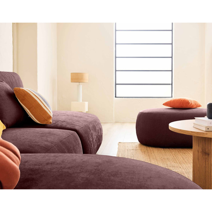 Santorini - pouf modulable - en tissu texturé - Prune
