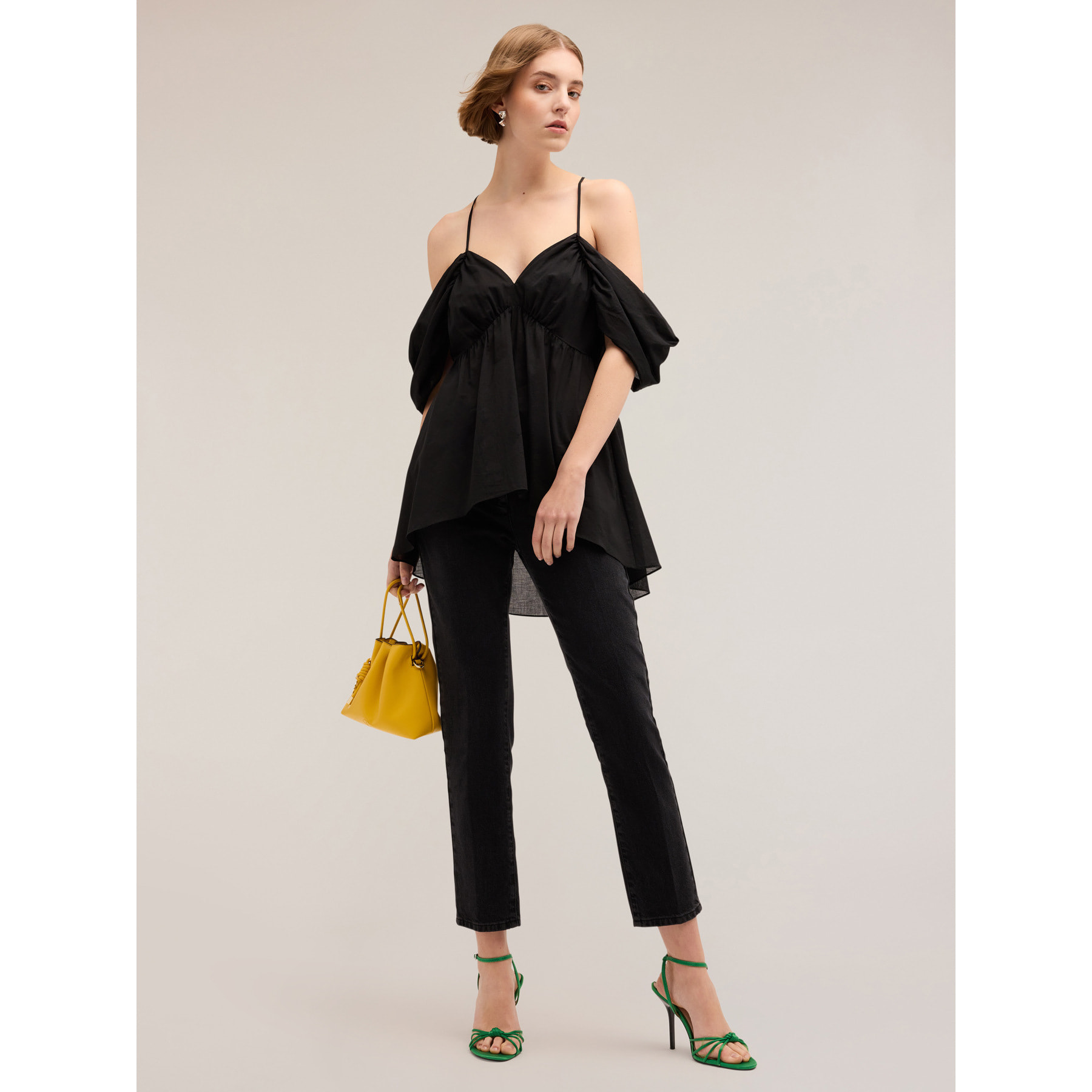 Motivi - Top off-shoulder in cotone - Nero