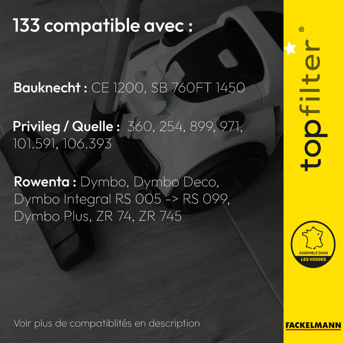 Lot de 4 packs de 4 sacs aspirateur 64133 Rowenta TopFilter Premium
