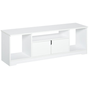 Mueble de TV para Televisor de hasta 42" Mesa para TV de Salón Moderna con Armario de Doble Puerta y 3 Compartimentos Abiertos 120x30x41cm Blanco