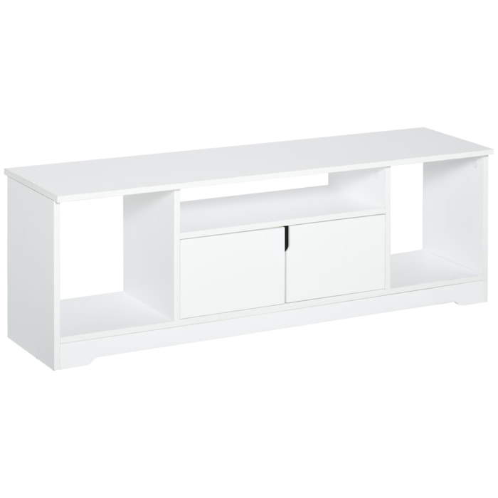 Mueble de TV para Televisor de hasta 42" Mesa para TV de Salón Moderna con Armario de Doble Puerta y 3 Compartimentos Abiertos 120x30x41cm Blanco