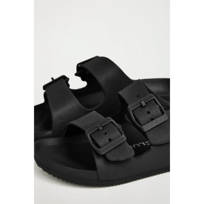 Chancla bio unisex negra con doble hebilla Polo Club