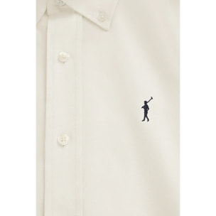 Camicia oxford beige regular fit e logo Rigby Go