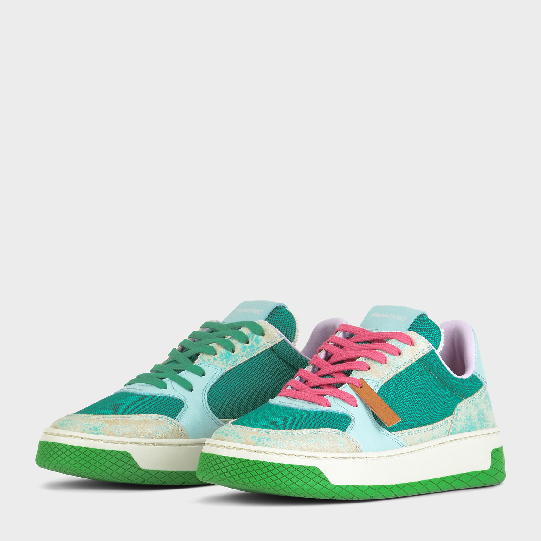 SNEAKER LOW P02 DONNA IN MESH E SUEDE GRAFFIATO VERDE SMERALDO