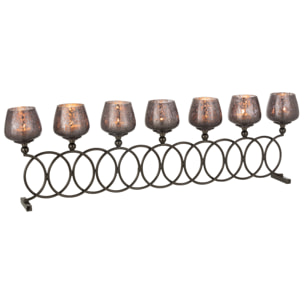 J-Line bougeoir 8 Anneaux craquelé - verre - gris