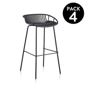 Pack 4 taburetes altos en negro 88x47 cm Ari Negro