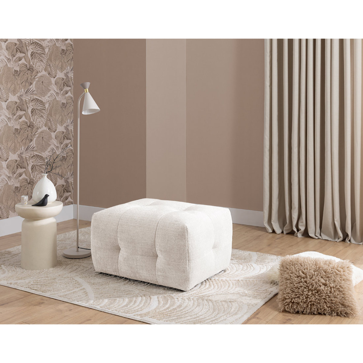 Diane - pouf en velours texturé - Beige