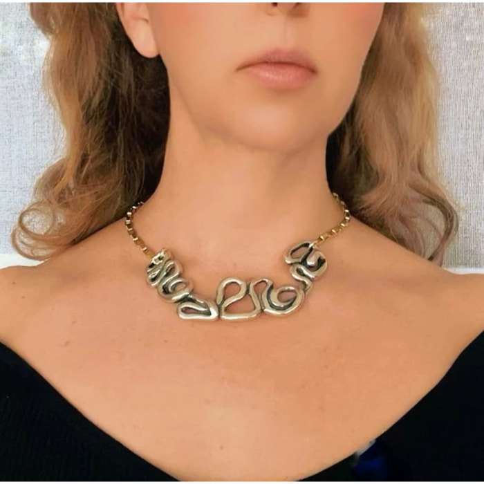 Collar Enredo en dorado con cadena chapada