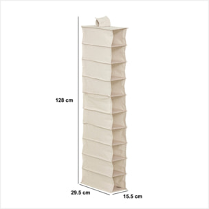 Rangement chaussures "Groomy" 10 cases avec panier beige 128x15,5cm