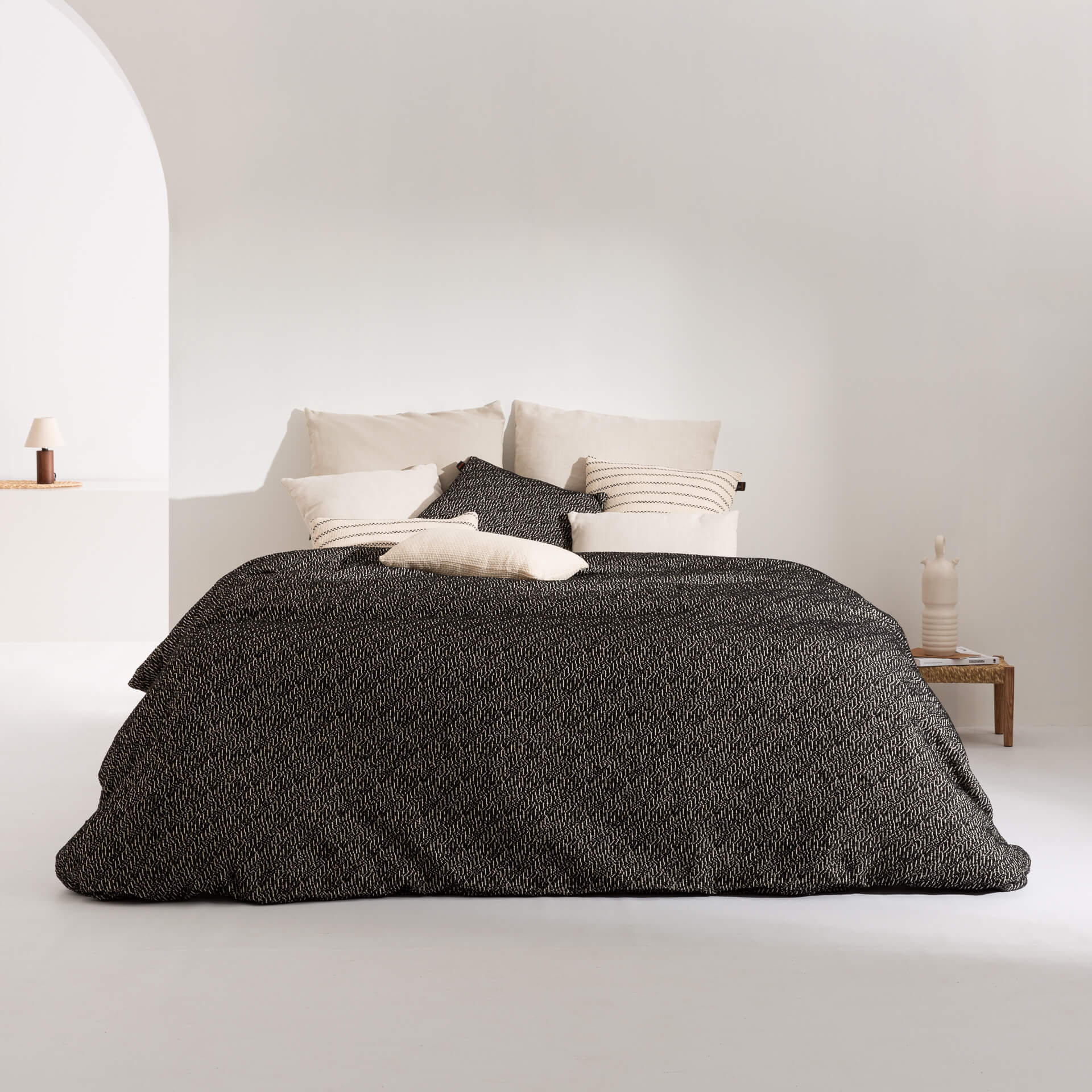 Housse de couette jacquard Benisa Noir