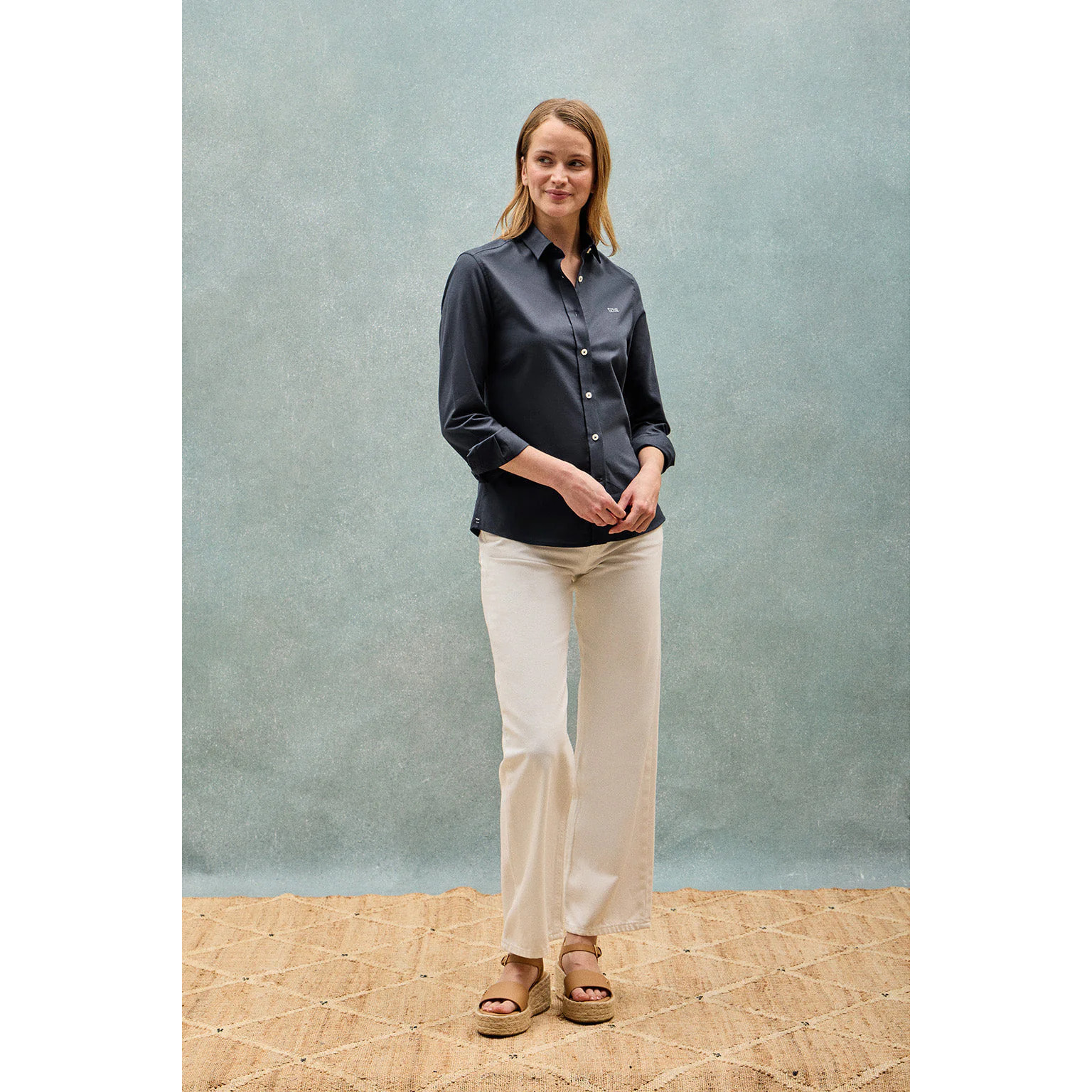 Camisa regular fit azul marino con bordado Polo Club