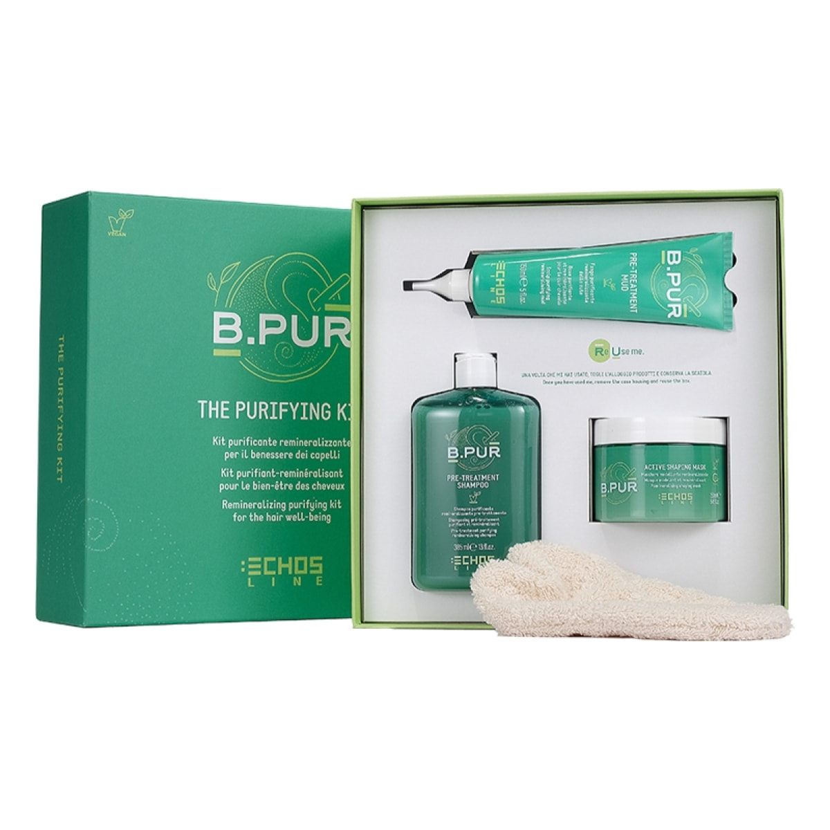 ECHOSLINE B.Pur Kit Purificante remineralizzante per il benessere dei capelli The Purifying Kit Vegan